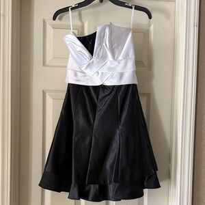 Jessica McClintock Black and White Spaghetti Strap Mini Dress